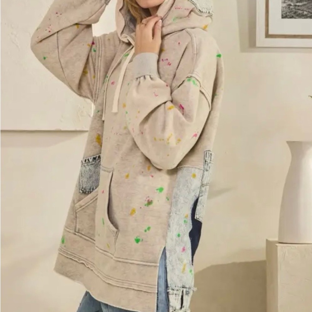 POL Oyster Gray Hoodie with Colorful Accents - Picture 2 of 2